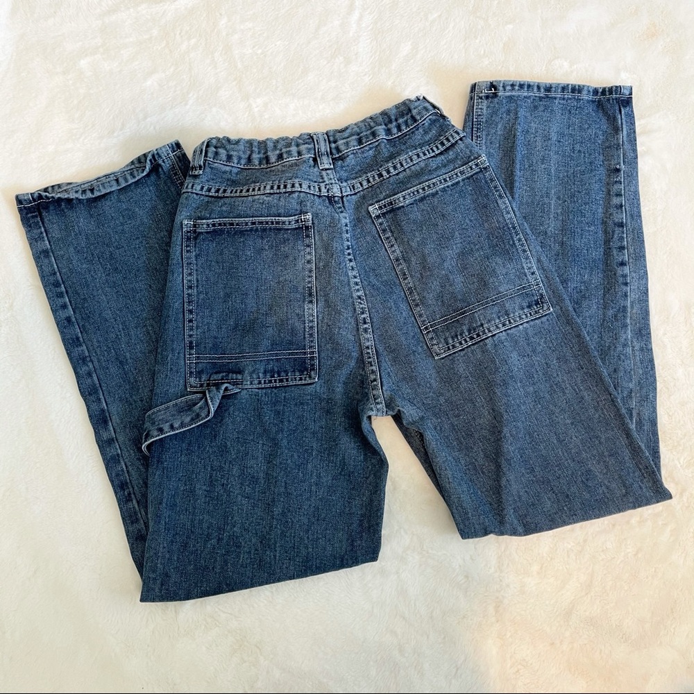 Dark Wash Wide Leg Cargo Jeans